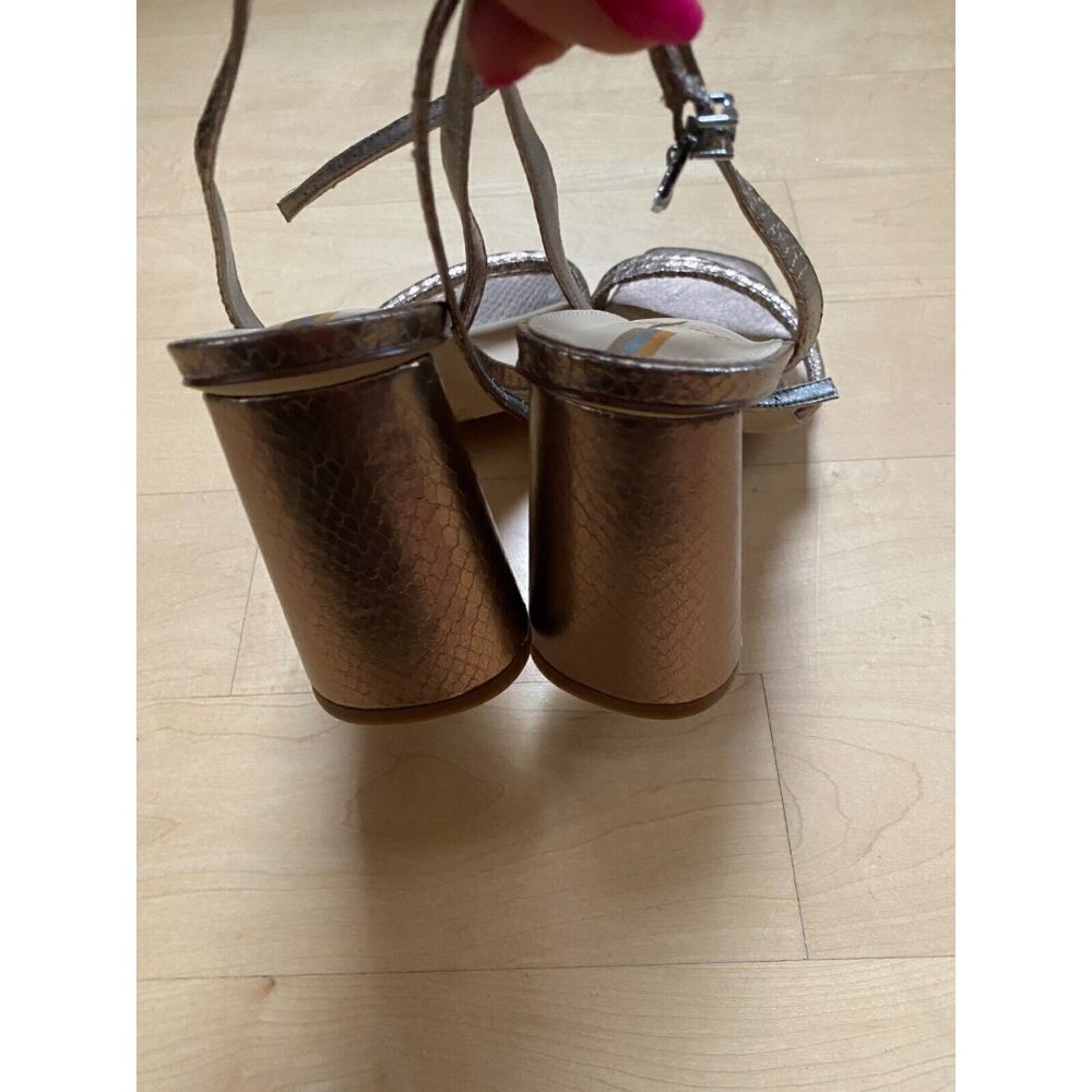 SAM Edelman "Kia" pewter metallic block heel NEW ankle strap flaw on heel - Picture 4 of 9